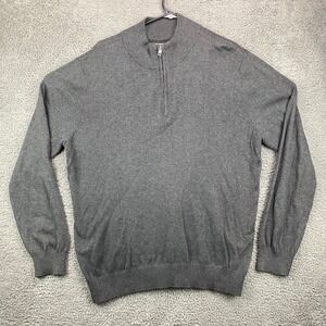 Hawker Rye Men's XL Charcoal Cotton‎ Cashmere Half Zip Mockneck Sweater